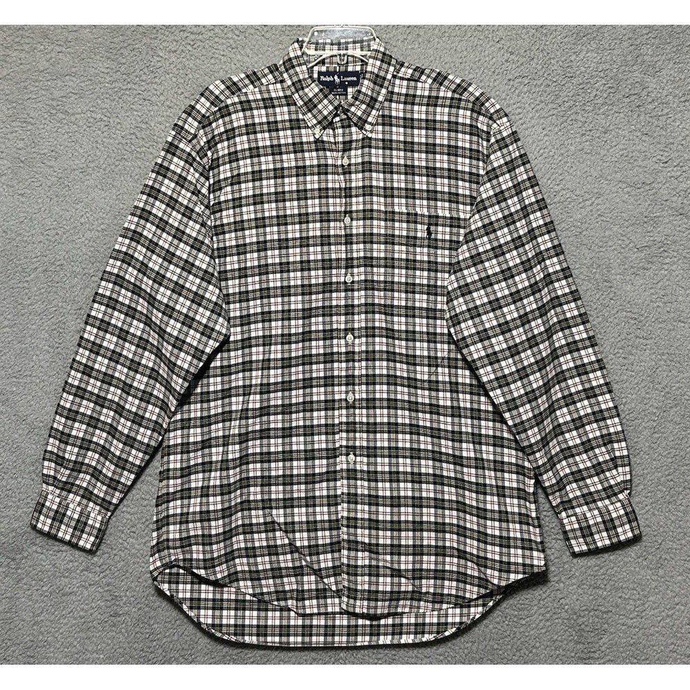 Vintage Ralph Lauren Polo‎ Plaid Shirt 100% Cotton Blaire Button Down Sz Large